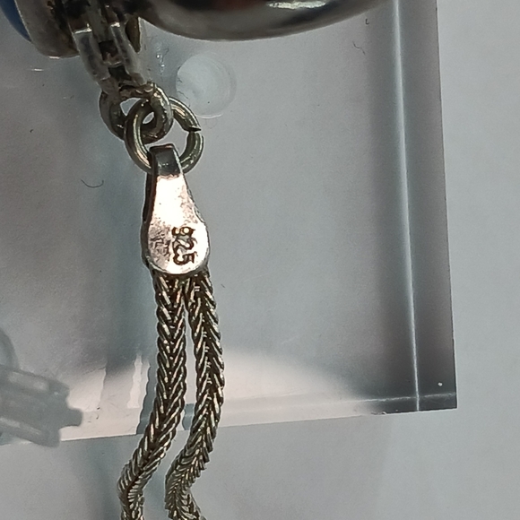 Vintage 925 Silver Blue Opal Agate Bracelet Ring Womens size 8 Boho - Picture 8 of 8